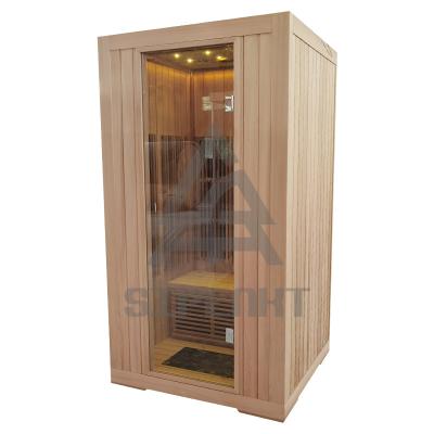 China High Quality Luxury Far Infrared Computer Control Panel Solid Wood Hemlock Steam Sauna Dry Room for sale