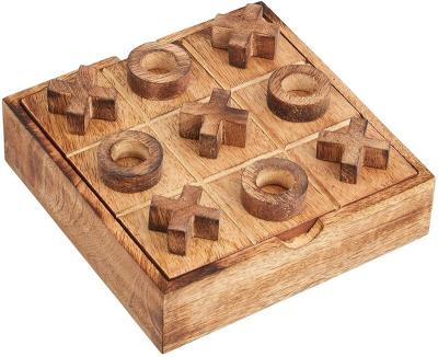 China Wooden Tic Tac Toe Game Handmade Wooden Tabletop Board Game With Case For Kids And Adults for sale