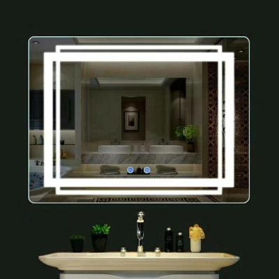 China 2020 New Style Decorative LED Lighted Bathroom Wall Backlit Mirror With Frosted In Front Lighting for sale