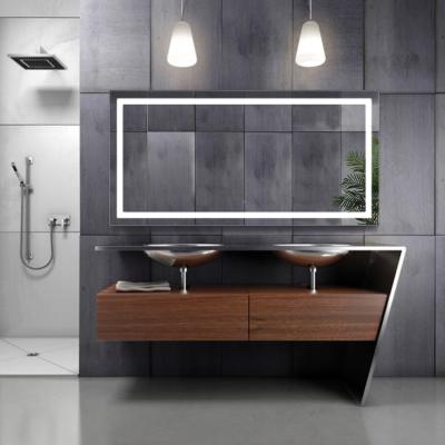 China 2020 UL Listing Bright Rectangle Shape Wall Mounted LED Lighted Touch Screen Vanity Bathroom Mirror With On/Off Switch for sale