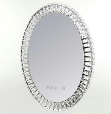 China 2020 Popular Design New Style Lighted Oval Shape Crystal Makeup Mirror With Bluetooth for sale