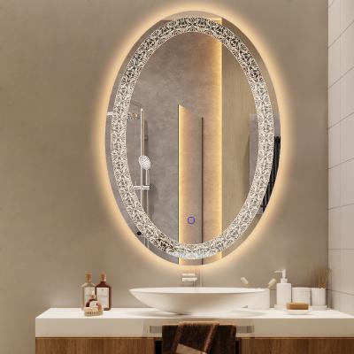 China Stylish Modern Style Hotel Bathroom LED Lighted Glass Wall Mounted Mirror With Demister Protection For Bathroom Hotel Living Room for sale