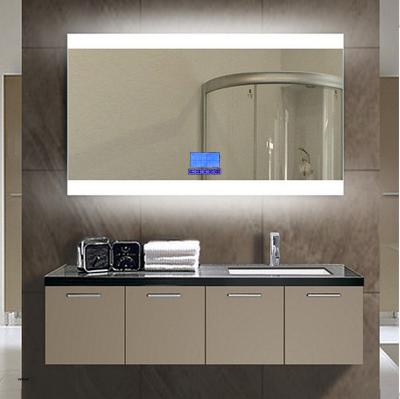 China 2020 Style Hot Sale Modern Smart Bathroom Vanity Illuminated Backlit Mirror With LCD Screen for sale