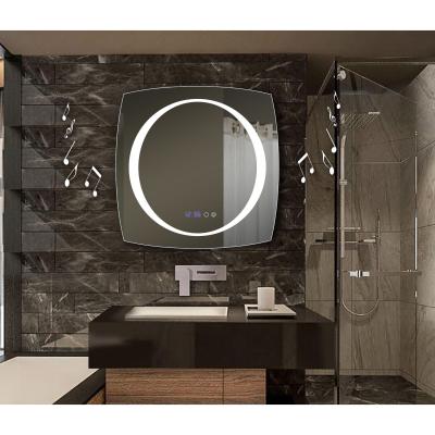 China Bright bathroom using digital clock wall mirror with frosted lighting for sale