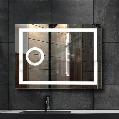 China Bright UL Listed Hot Sale Modern Bathroom LED Backlit Mirror With Magnifier for sale