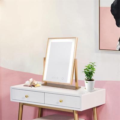 China Mini Crystal Sand Desktop Smart Makeup Lighted Mirror for sale