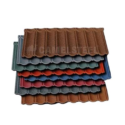 China Modern Brand CAMELSTEEL Stone Coated Galvalume Steel AluZinc Based Roofing Tiles for sale