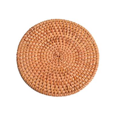 China Sustainable Hand - Woven Coasters , Round Rattan Teacup Table Custom Rattan Insulation Mat for sale