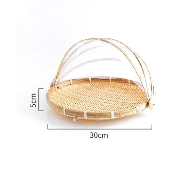 China Sustainable Hand - Woven Bamboo-Serving Mosquitoesor Fruit Food Dustproof Vegetable Food Meal Basket for sale