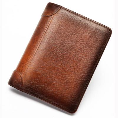 China New Men's Wallet Wallet Leather Wallet RFID Multi Function Anti Theft Leather Short Leather Brush for sale