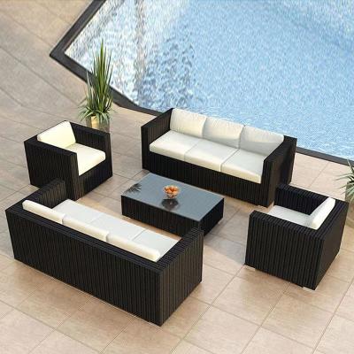 China Modern Luxury Patio Garden Sofa Set Wicker Sectional Italian Furniture Esterno Divano Waterproof Outdoor Synthetic Rattan Furniture for sale