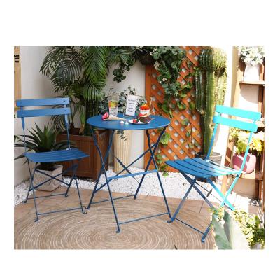 China Lightweight Sillas Para Muebles De Exterior Jardin Chaise Metal Leisure Foldable Set Of 3 Piece Patio Bistros for sale