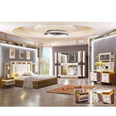 China Schlafzimmermobel Muebles De Dormitorio Modern Hotel Adjustable Vanity Furniture (Others) Luxury High Gloss MDF Bedroom Sets for sale