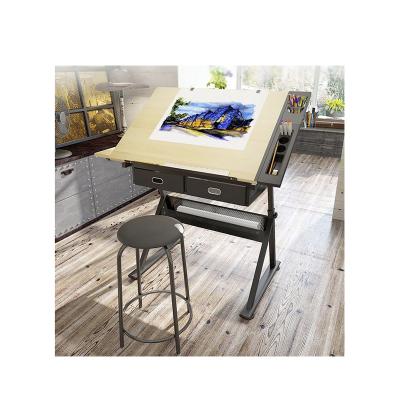 China Folding Wooden Table Painting Mesa Dibujo Drawing Desk Metal Art Adjustable Height Higher Education Center for sale