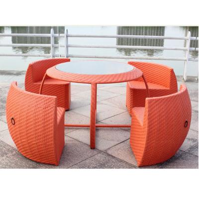 China Modern Cheap Space Saving Chair Round Outdoor Garden Sets PatioTable de Meja Silla Cadeira Mesa De Bistro 4 Seater Metal Table and Chairs for sale