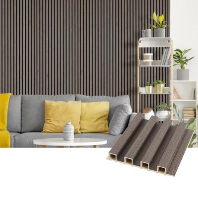 China Factory Decor Wood PVC Cladding Wall Panel WPC Waterproof Indoor Plastic Composite Cladding Grooved Interior Wall Panel for sale