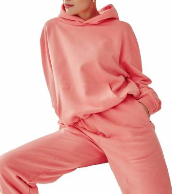 China Anti-Wrinkle Women's Hoodies And Sweatshirts Oversized Drop Shoulder Tracksuit Set Two Piece Jogger Heavyweight for sale