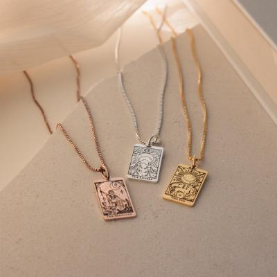 China Best Friend Best Friend Gift Tarot Card Necklace Box Chain Style Tarot Card Pendant Necklace Minimalist Stainless Steel Tasty Tag for sale