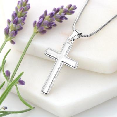 China Wholesale Price Prayer Cross Necklace 925 Sterling Silver Jewelry White Cross Necklace For Girlfriend for sale