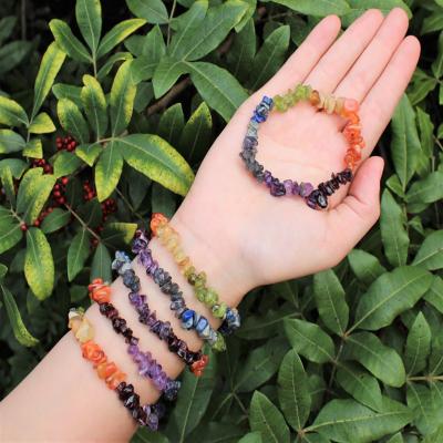 China Women's Chosen Gemstone CLASSIC Crystal Bracelet Spiritual Crystals Healing Chakra Stones 7 Chakra Chip Gemstone Bracelet for sale