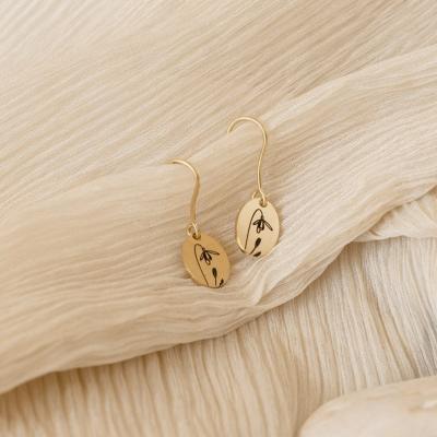 China TRENDY Earrings 925 Sterling Silver Floral Signet Earrings Fashion Flower Jewelry Gold Circle Birthstone Earrings for sale