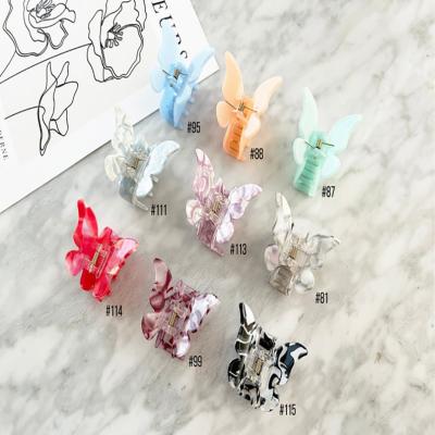 China 3-Pack Tortoise Hair Claw Butterfly Hair Clip Butterfly Acetate Hair Clip Candy Color Candy Color Hair Claw for sale