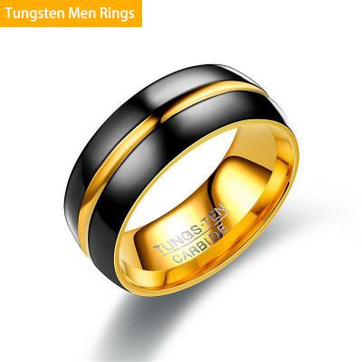 China TRENDY Stainless Steel Durability Gold Plated Wedding Band Tungsten Carbide Men Rings for sale