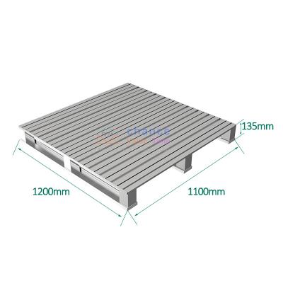 China Recyclable Green Steel And Large Area Recyclable Bearing Metal Pallets 1200mm*100mm*135mm for sale