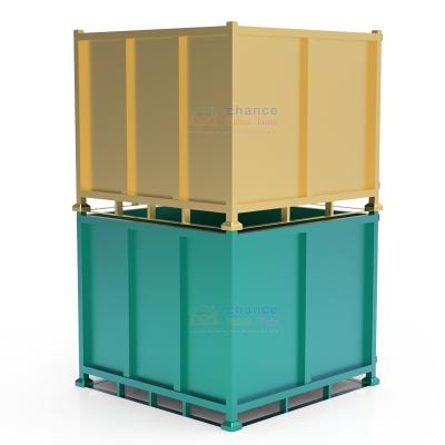 China Steel Mesh Foldable Logistics Turnover Box Heavy Duty Transport Lockheer Industrial Wire Steel Pallet Box for sale