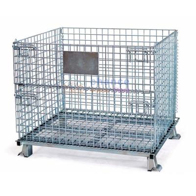 China Portable Stackable Steel Wire Mesh Pallet Cage Steel Cargo Storage Lockheer Cages For Storage Cargo Transport Storage Cage for sale