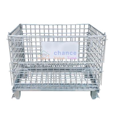 China Lockheer Welded Metal Storage Steel Cage Goods Storage Lockable Stackable Dual Purpose Mesh Container for sale