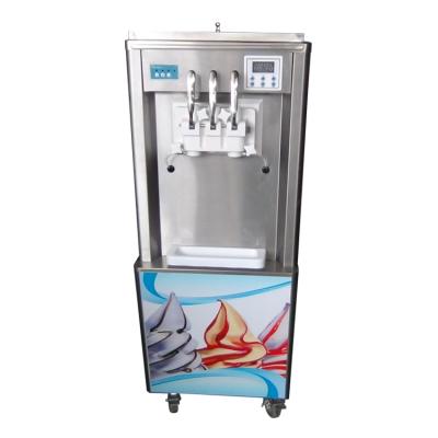 China Snack Factory Commercial 3 Flavor Soft Cone Ice Cream Making Machine With Rainbow Syrup System for sale