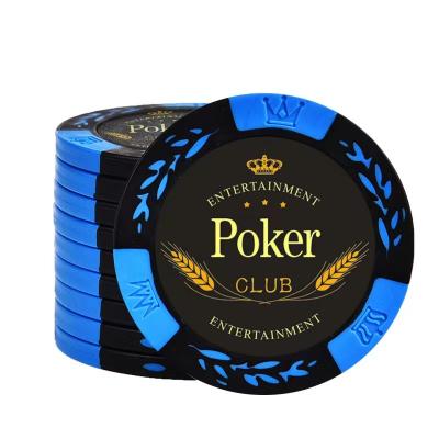 China Custom Ceramic Clay Chip Clay Sticker Chip 14g 2 Tone Blank Clay Poker Chip for sale