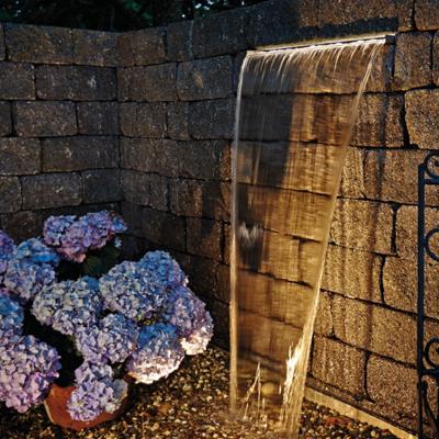 China Silver Garden Stainless Steel Garden Ornament Pool Waterfall Blade With RGB Led Light for sale