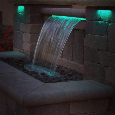 China 600mm Pure Acrylic Waterfalls Swimming Pool Downspout With Led Bar For Outdoor Swimming Pool Garden Accessories for sale