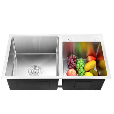 China High Quality 7843 Stainless Steel Kitchen Sink Double Bowl Handcrafted With Faucet for sale