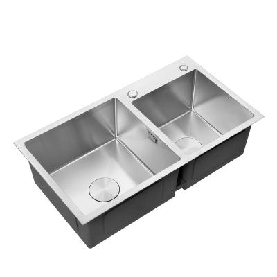 China With Faucet High Grade Stainless Steel Handmade Double Kitchen Sink for sale