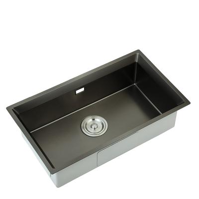 China Without Faucet 78*45cm Modern Family Single Bowl Stainless Steel Black Nano Kitchen Sink for sale