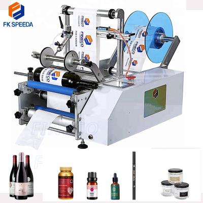 China FK603 Semi Automatic Food Round Bottle Labeler Machine Fullbody Frying Oil Bottle Marking And Coding Machine for sale