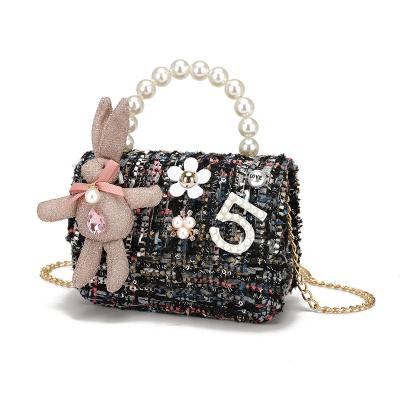 China Fashion Custom Handbag for Woman Mini Rabbit Pendant Woven Diagonal Handbag Cute Children's Digital Bag for sale