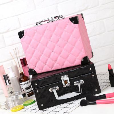 China Lingge Cosmetic Portable Single Cosmetic Box Fashion Large Capacity Storage Bag Box Women's Cosmetic Bag Handbag for sale