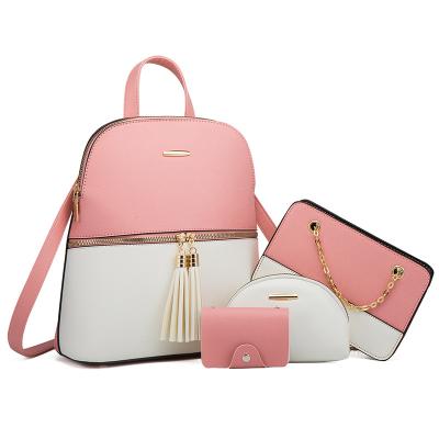 China Fashion Lady Bag Handbag Set Backpack Leather Cross - Body Tassel Lady Bags Bags Four Piece Suit Handbag Set Backpack for sale