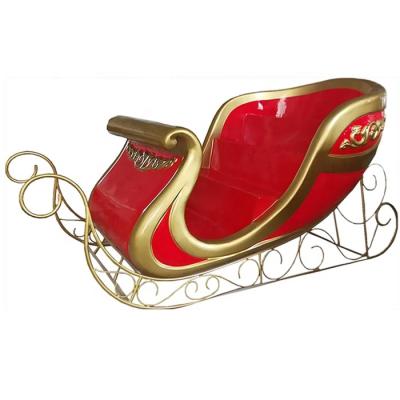 China New Factory Hot Sale Large Christmas Santa Light Custom Fiberglass Sleigh Decorations Red Sleigh for sale