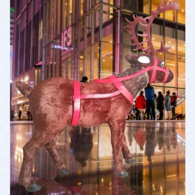 China Light Weight And Corrosion Resistance Best Selling Dynamic Custom Deer Fiberglass H200cm Reindeer With Flocking For Christmas Decoration for sale