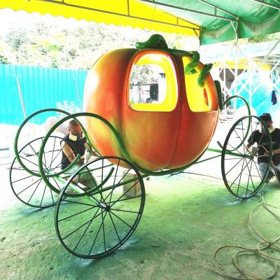 China Large Orange Europe Fiberglass Pumpkin Cart For Halloween Decoration for sale