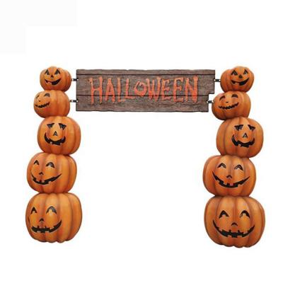 China Halloween Day 2021 New Design 3.5m Height Decorative Fiberglass Pumpkin Arched Door For Halloween Event Decoration for sale