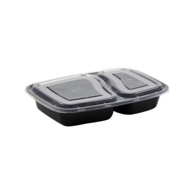 China Freshness Preservation Rectangle 2 Compartment Plastic High Quality American Style Disposable Lunch Box for sale