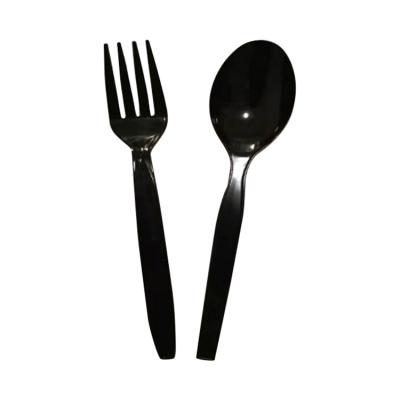 China Chinese Manufacturer PS Disposable Forks Spoon Knife Cutlery Plastic Black Set for sale