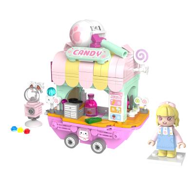 China Non-toxic JAKI Plastic Model block DIY Toy Tricycle Street city sweet shop Bricks Block Building Set for Children for sale