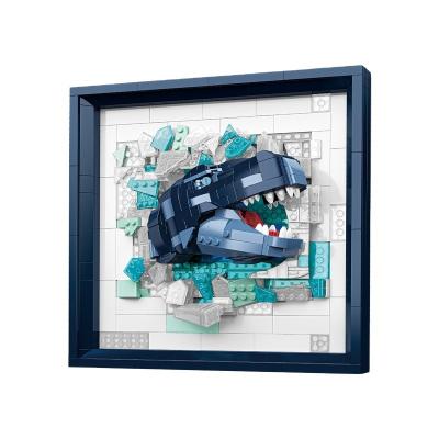 China Non-toxic JAKI Photo Frame Model Dinosaur Painting educational Assembled Building blocks Brick Toy Sets toys for kids for sale